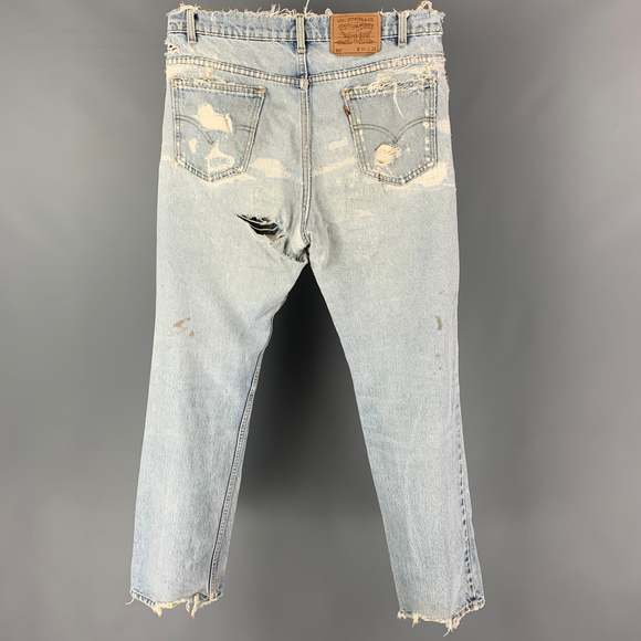 Vintage LEVI STRAUSS 517 Blue Light Blue Distressed Cotton Jeans - Picture 3 of 5